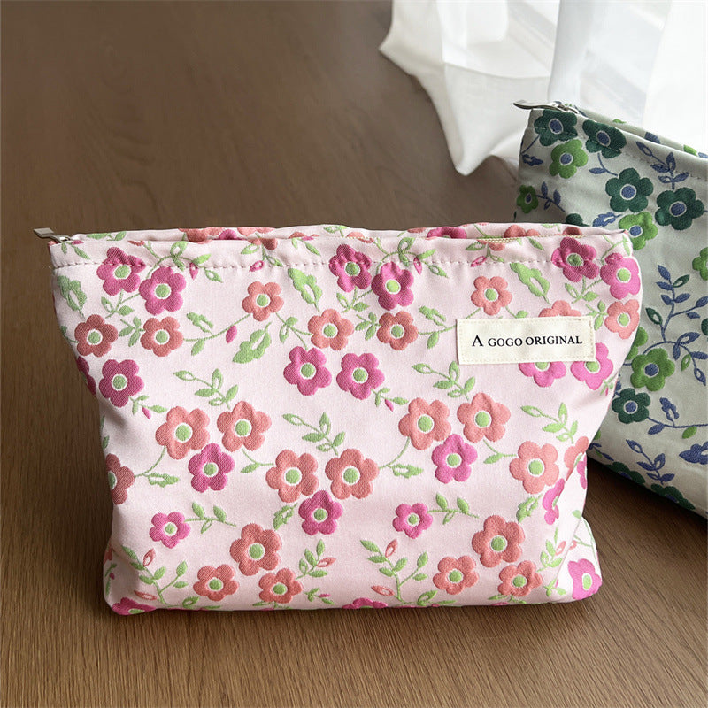 Embossed Bubble Rose Jacquard Temperament Storage Organizing Makeup Bag