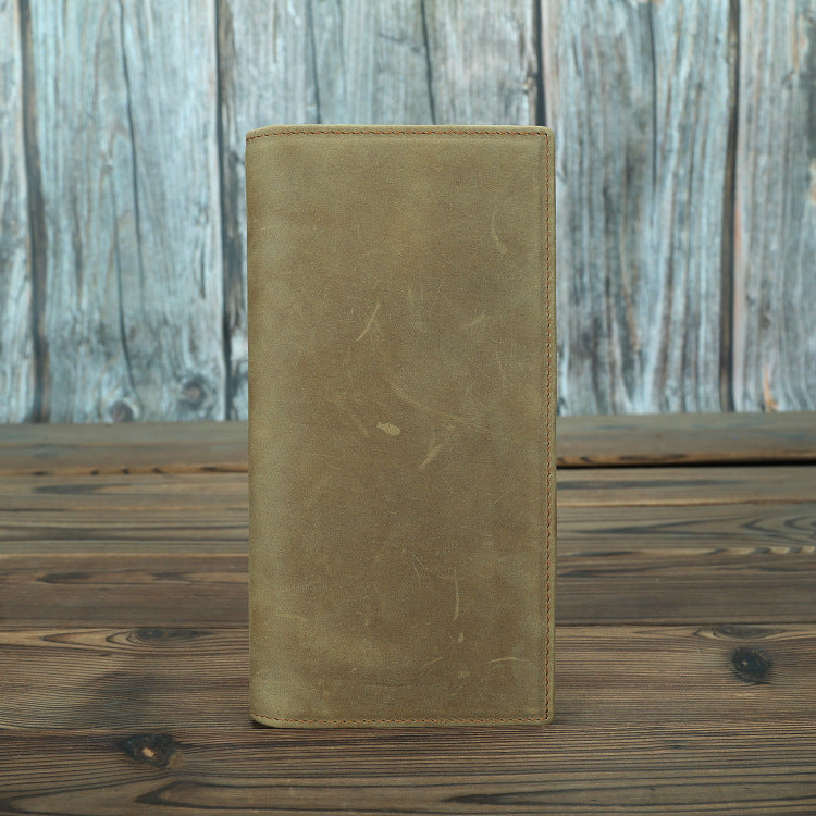 Men's Horse Leather Long Two-fold Pure First Layer Cowhide Men's Wallets