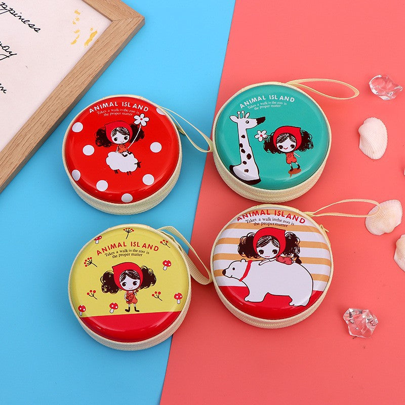 Christmas Round Zipper Cartoon Storage Earphone Coin Purses