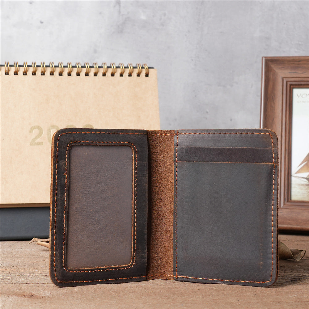 Men's Leather Crazy Horse Driving License Vintage Card Holder