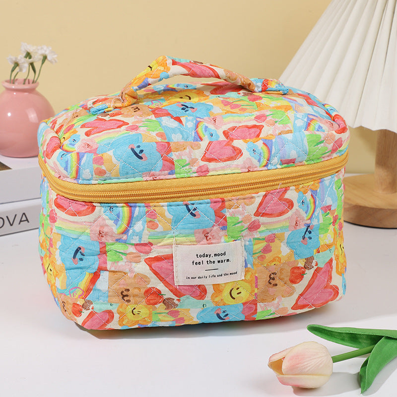 Casual Portable Floral Large Capacity Quilted Cosmetic Bags