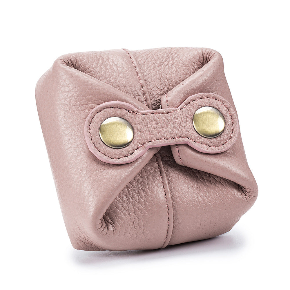 Cute Soft Cowhide Mini Earphone Female Storage Coin Purses