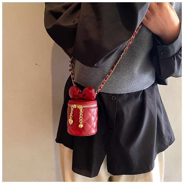 Women's Korean Style Cute Bow Niche Rhombus Women's Shoulder Bag
