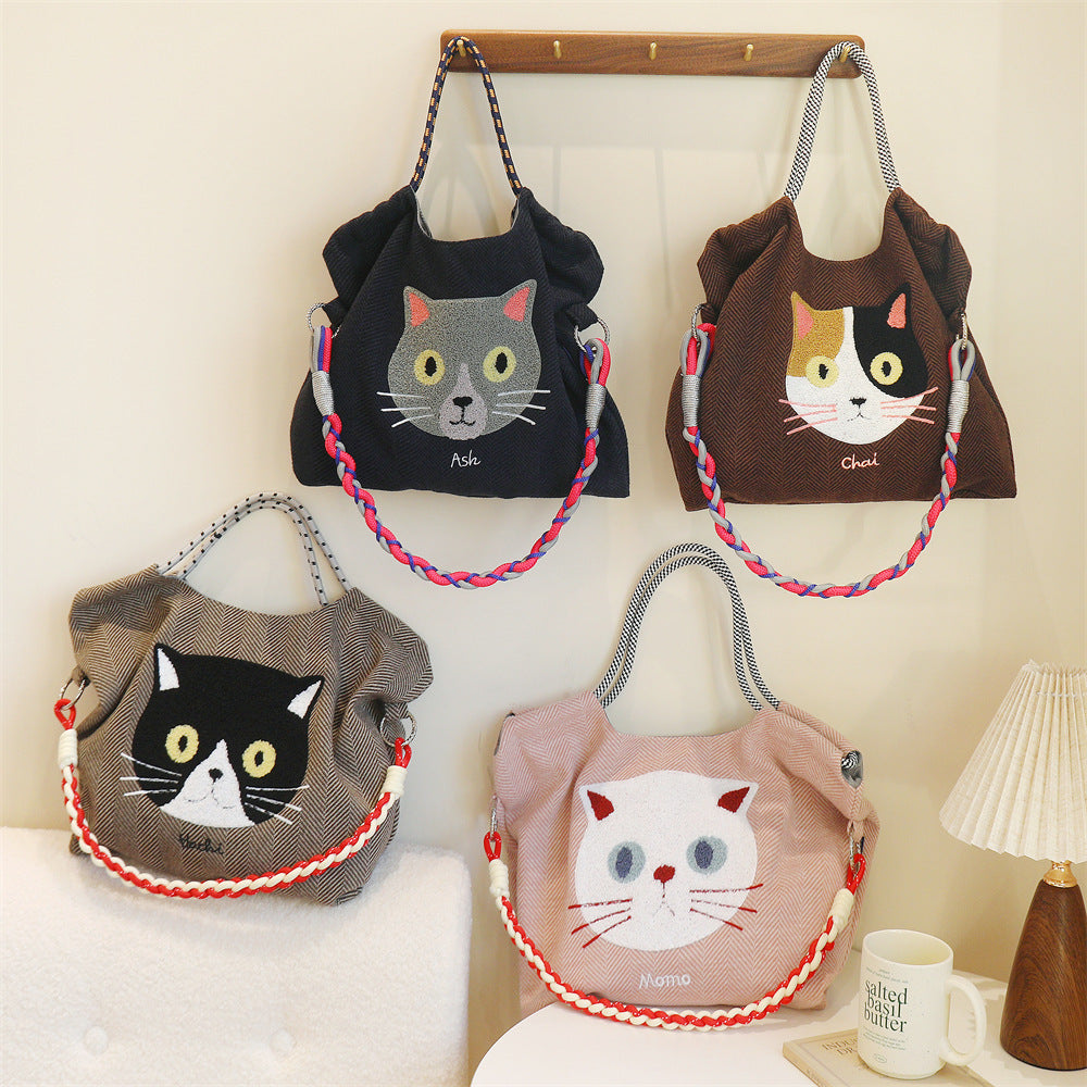 Women's Winter Cartoon Embroidered Fashion Large Capacity Women's Shoulder Bag