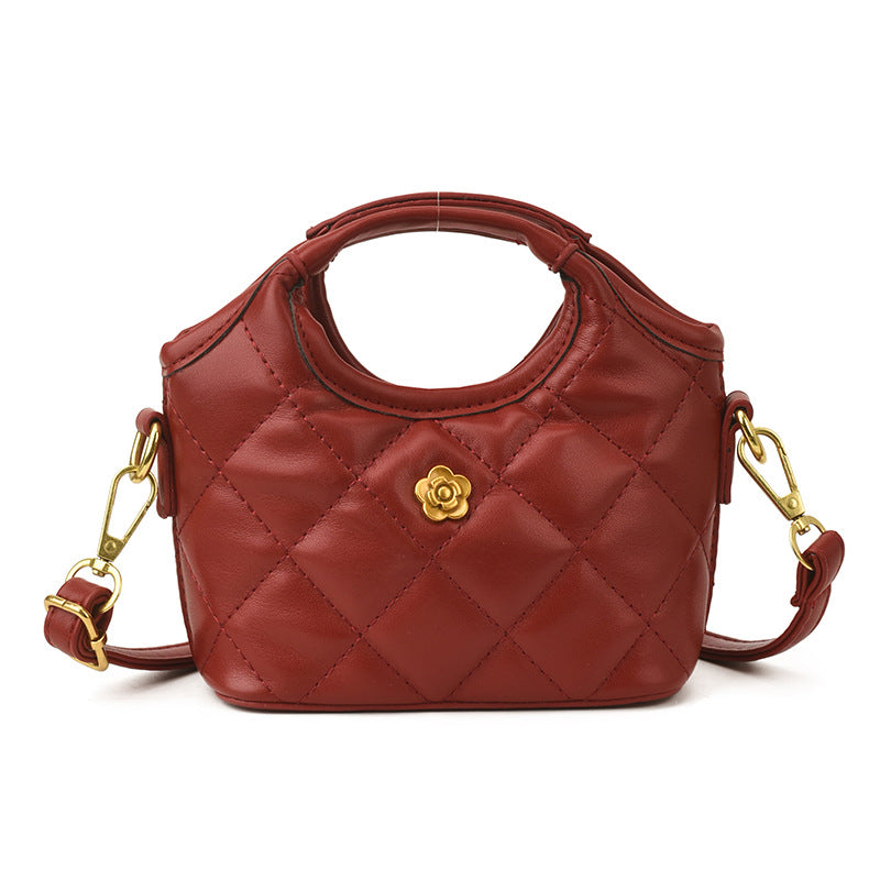 Women's Mini Portable Classic Style Diamond Embroidery Thread Camellia Women's Shoulder Bag