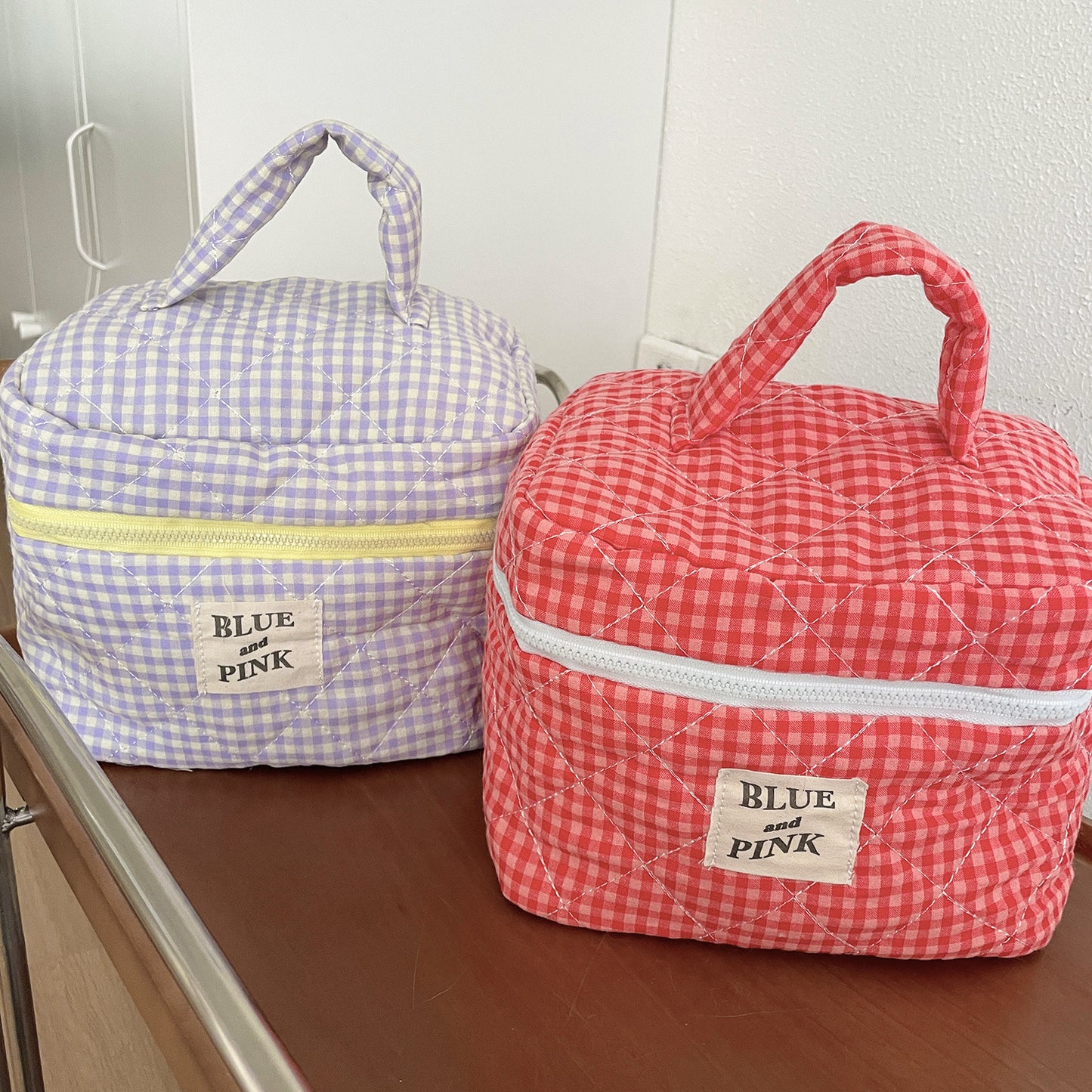 Plaid Simple Large Capacity Good-looking Cosmetics Bags