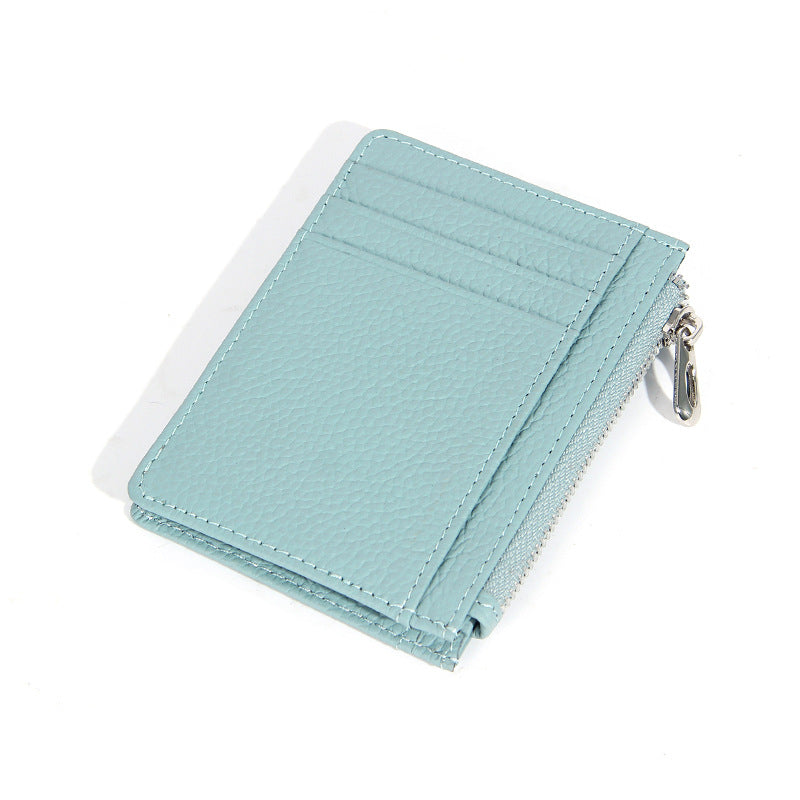 Women's & Men's & Leather Cowhide Solid-color Thin Section Card Holder
