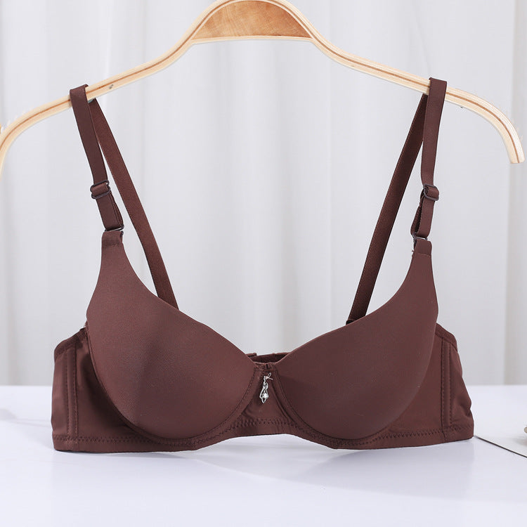 Women's Glossy Solid Color Adjustable Push Up Everyday Bras