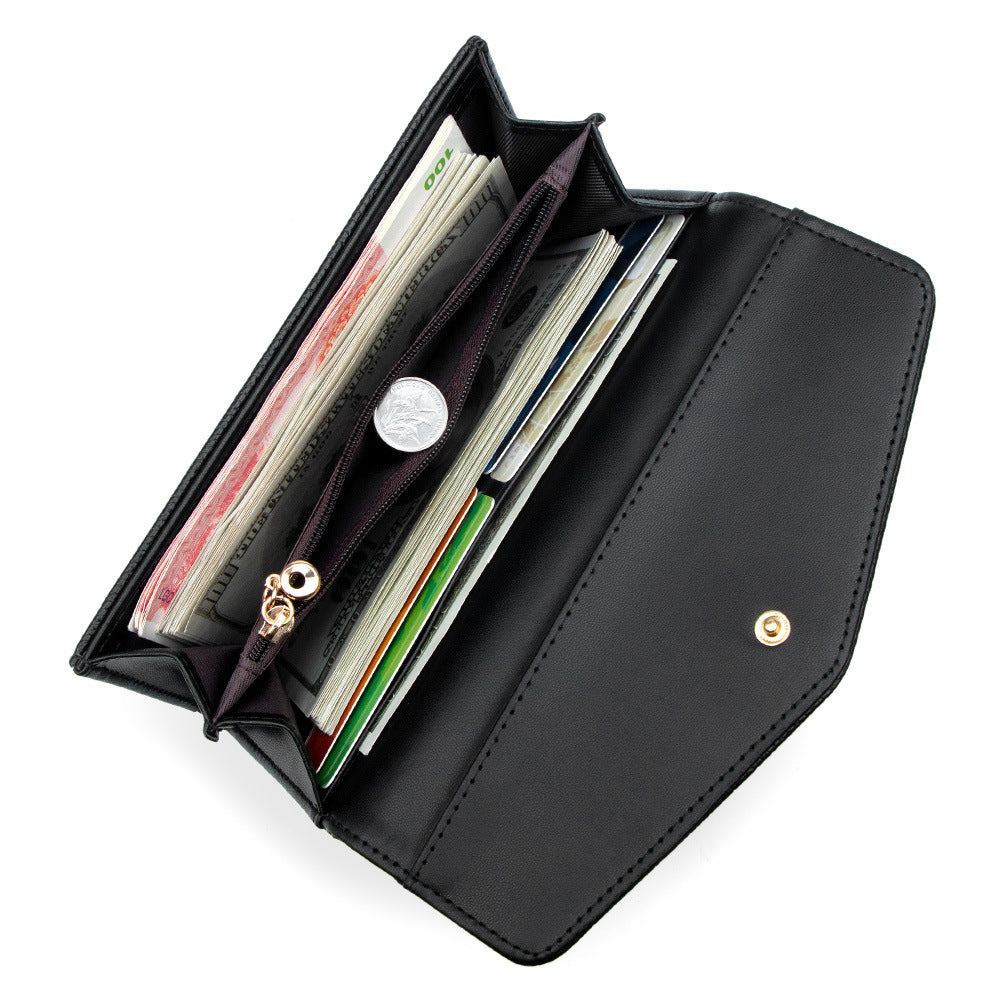 Lychee Pattern Clutch Two Fold Large Ladies Wallet