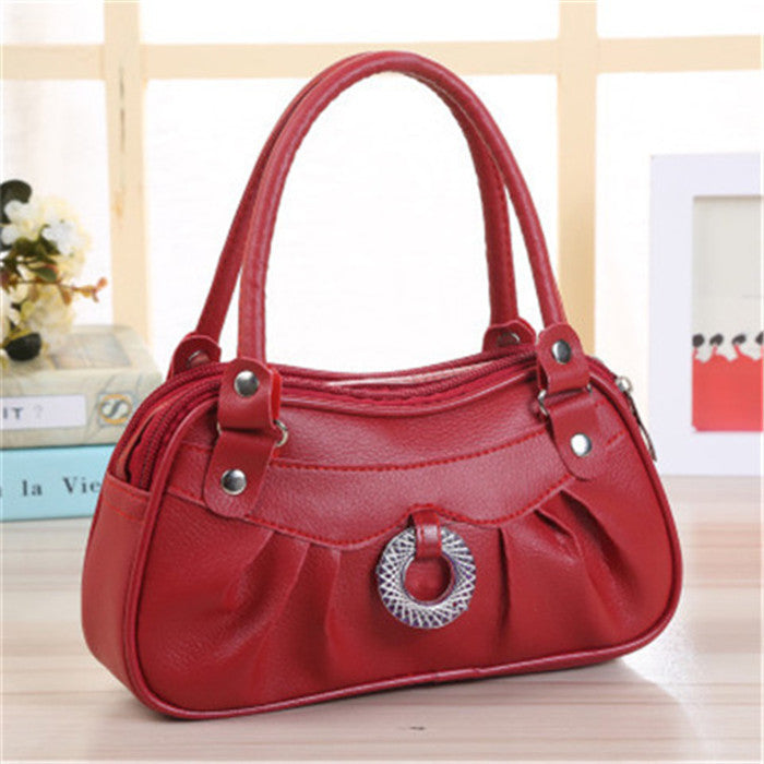 Women's Double Pocket Mom Shopping Leather Change Bags