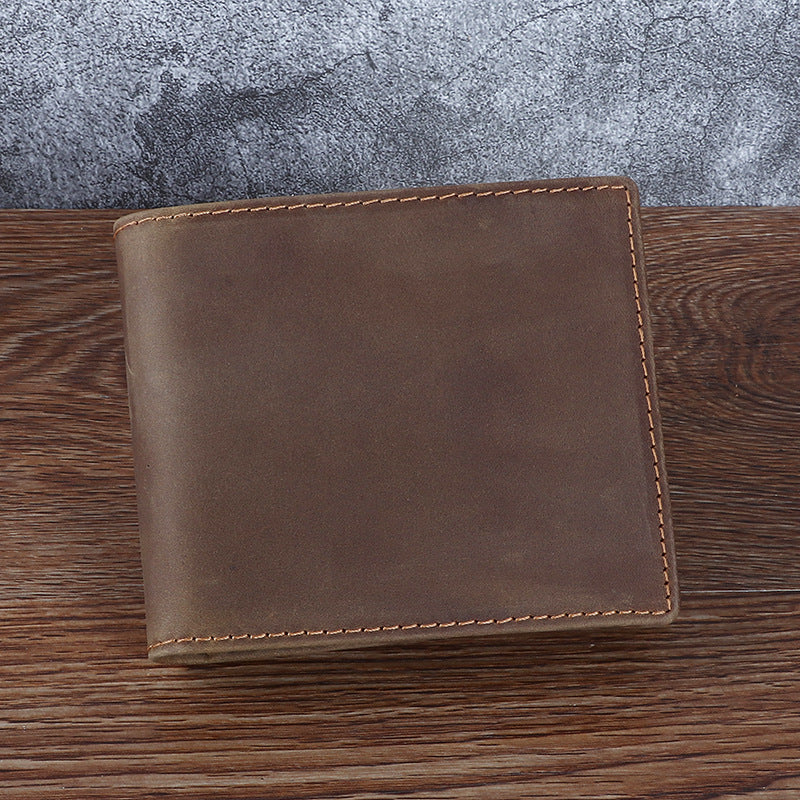 Men's Crazy Horse Leather Short Business First Layer Men's Wallets
