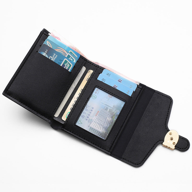 Women's Cute Fashion Short Contrast Color Folding Ladies Wallet