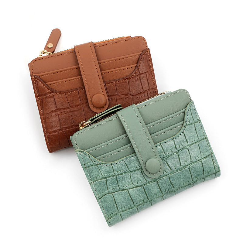Women's Korean Crocodile Pattern Short Thin Large Ladies Wallet