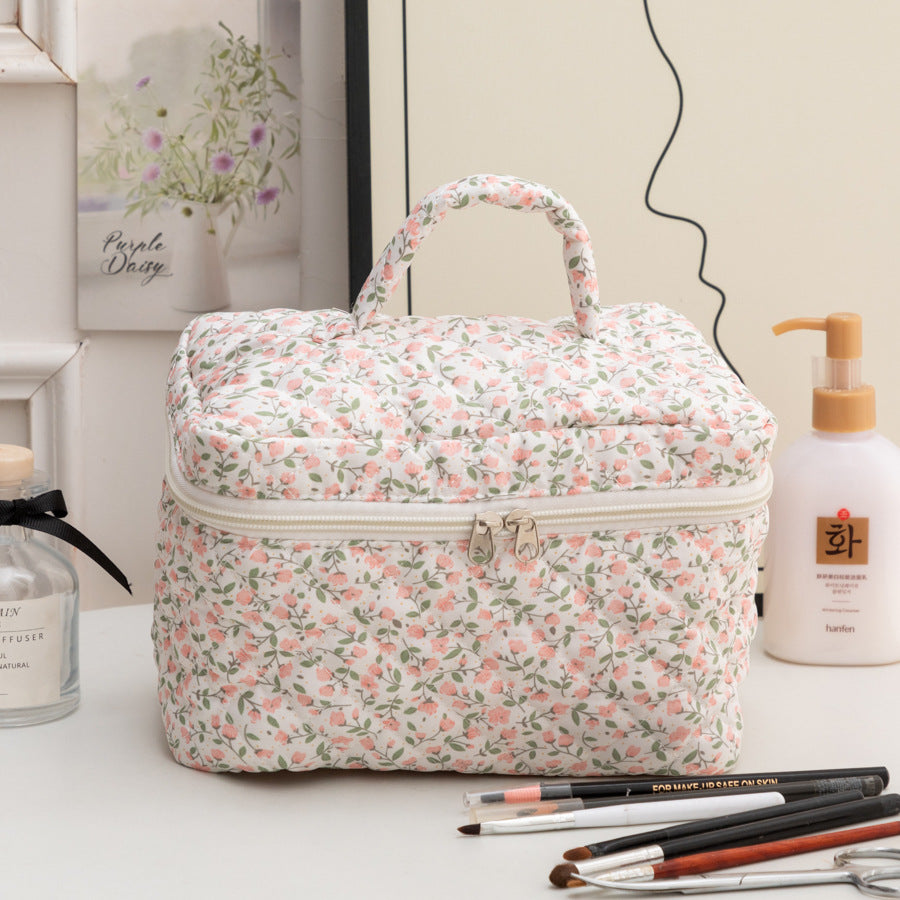 Capacity Korean Style Portable Mummy Floral Cosmetic Bags