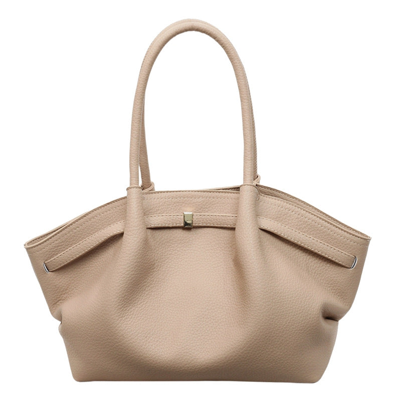 Women's Retro Lychee Pattern Portable Vegetable Basket Large Capacity Niche Pleated Women's Shoulder Bag