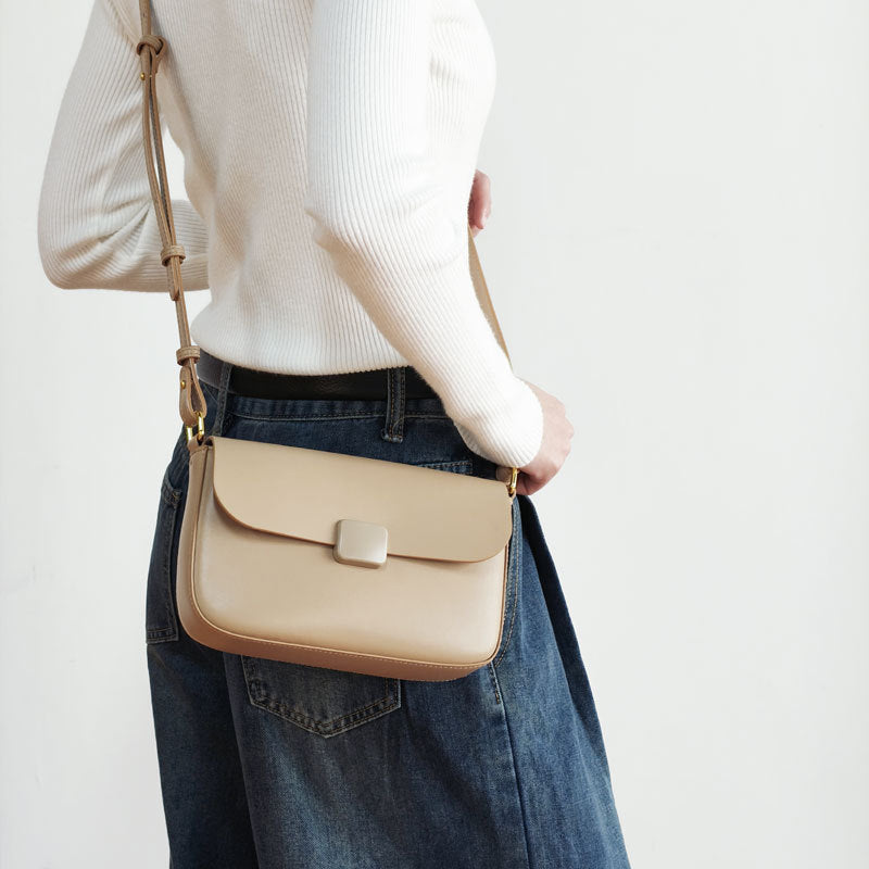Women's High-grade Genuine Leather Versatile Fashion Tofu Women's Messenger Bag