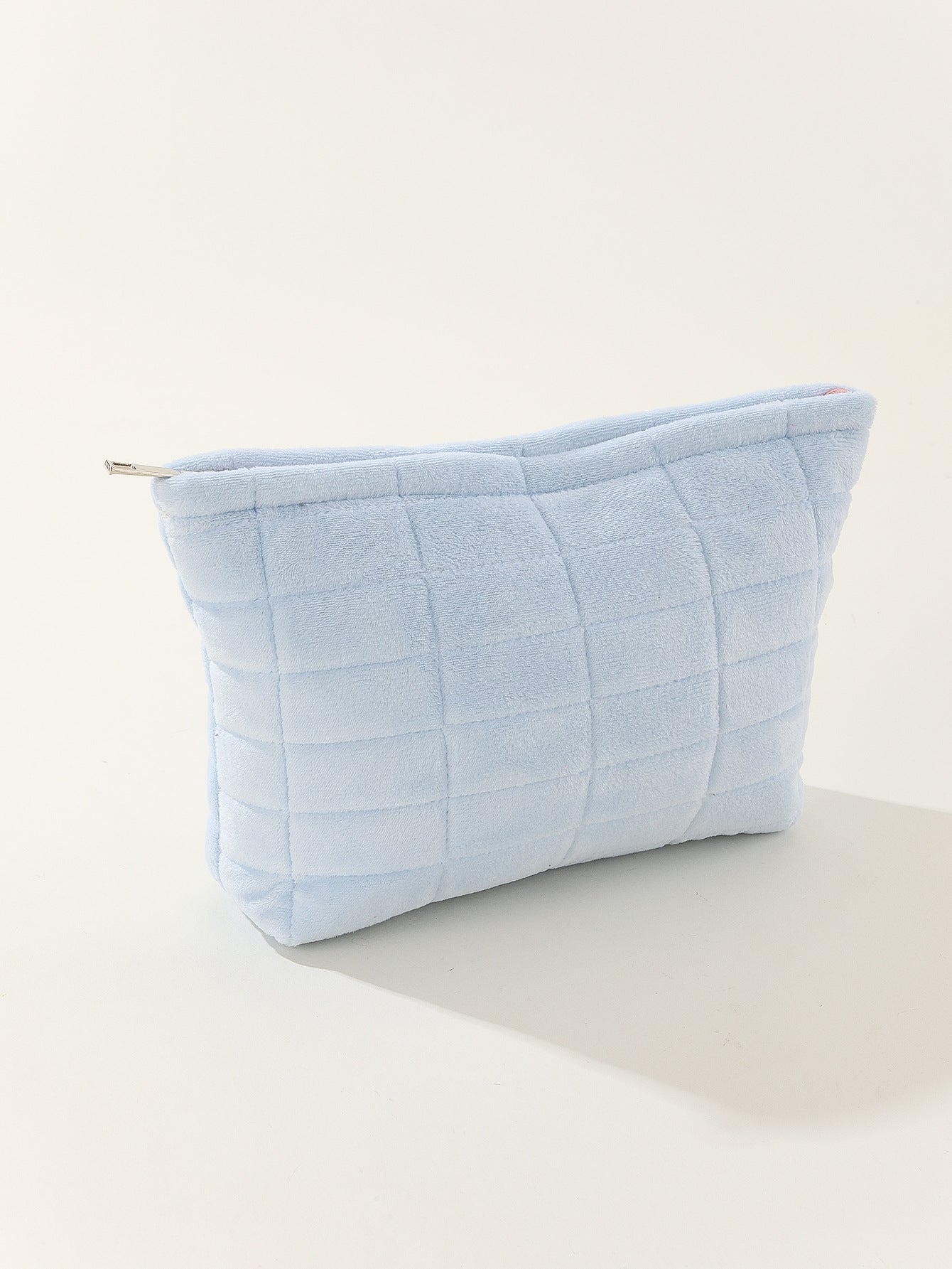 Quilted Capacity Pencil Plush Storage Plaid Cosmetic Bags