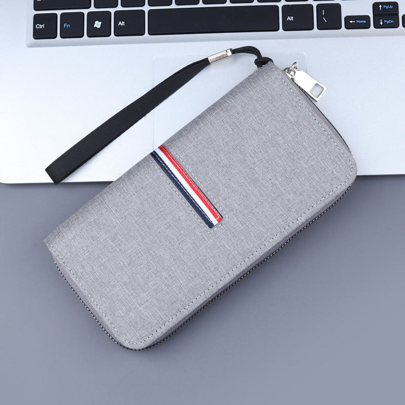 Men's Canvas Wrist Strap Clutch Zipper Cloth Men's Wallets