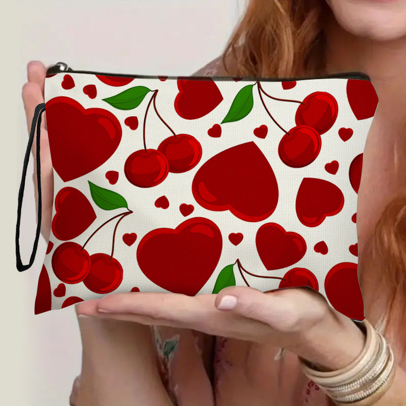 Women's Love Cherry Stationery Pencil Carrying Makeup Bag