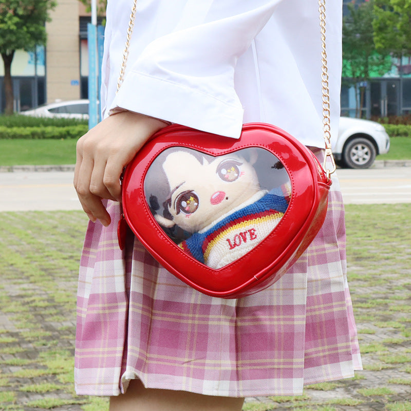 Women's Love Chain Cute Transparent Doll Cartoon Women's Messenger Bag