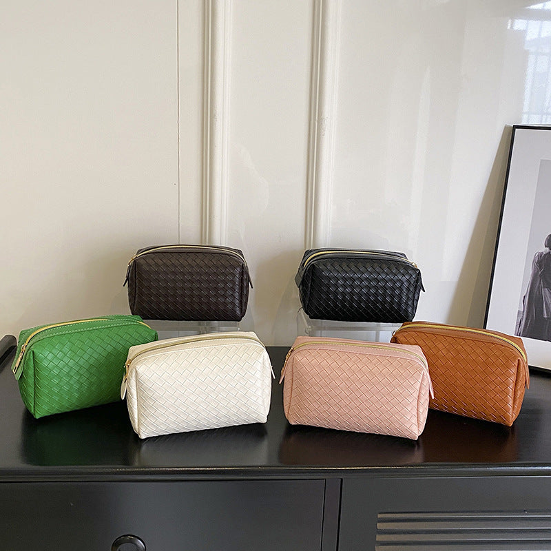 Pattern Green Portable High Sense Clutch Leather Cosmetics Storage Cosmetic Bags