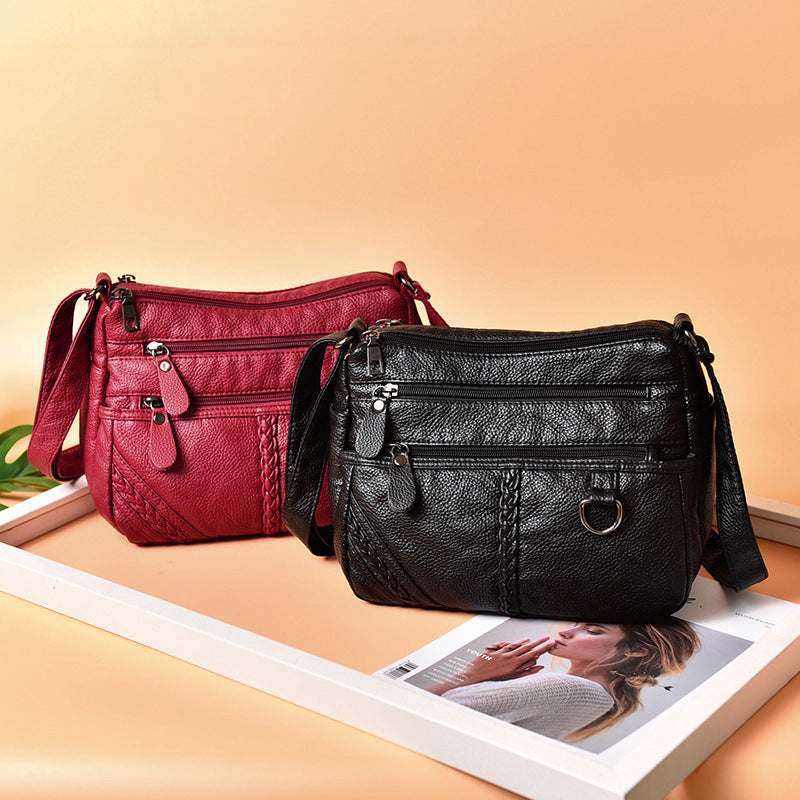 Women's Fashion Trendy Mom Portable Large Capacity Soft Leather Bags