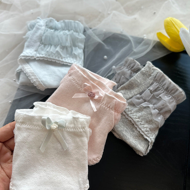 Jacquard Breathable Cotton Sweet Cute Bow Underwear Panties