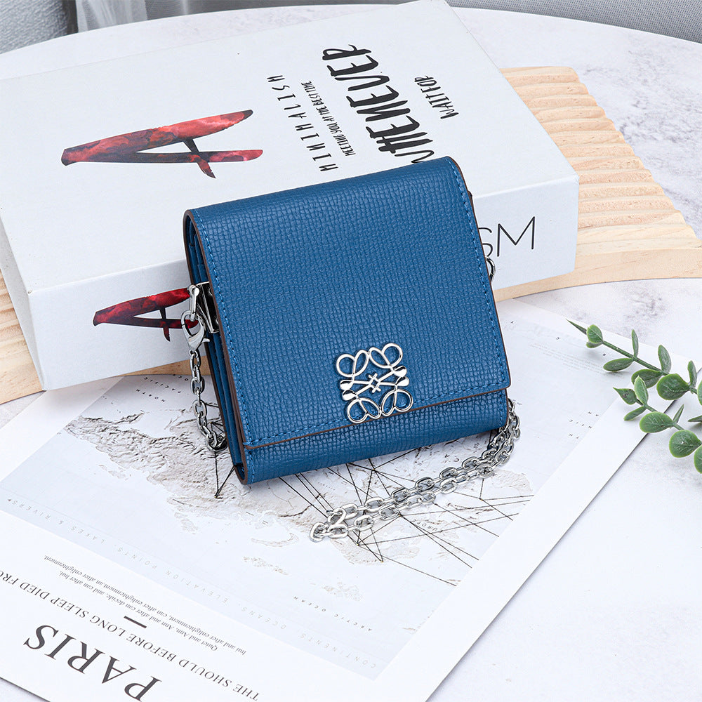 Women's Leather Chain Fashion Cattlehide Palm Print Ladies Wallet