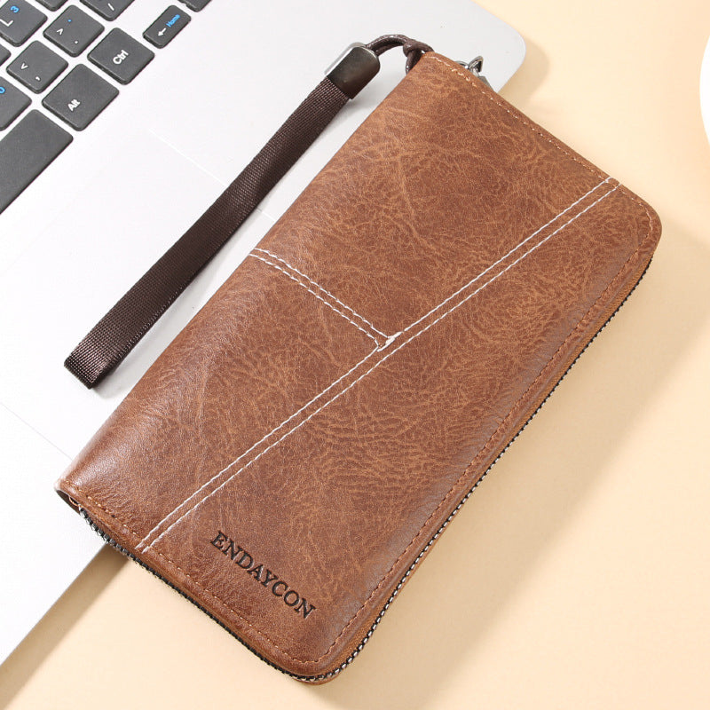 Men's Long Multiple Slots Large Capacity Zipper Phone Bags