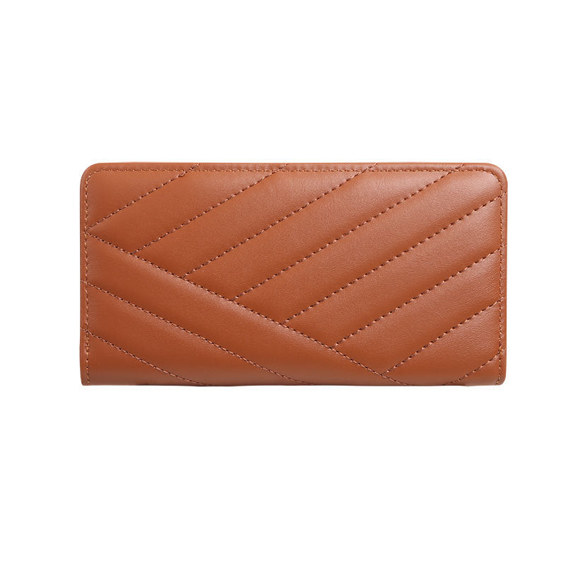 Women's Single Zipper Solid Color Simple Fresh Large Ladies Wallet