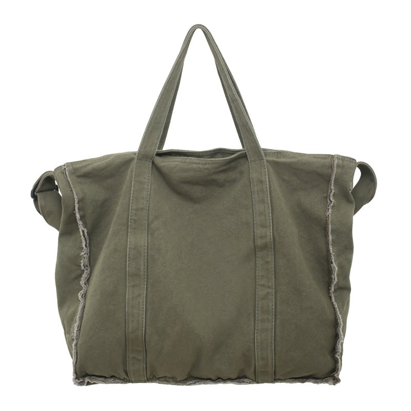Male Female Personality Frayed Canvas Portable Women's Messenger Bag