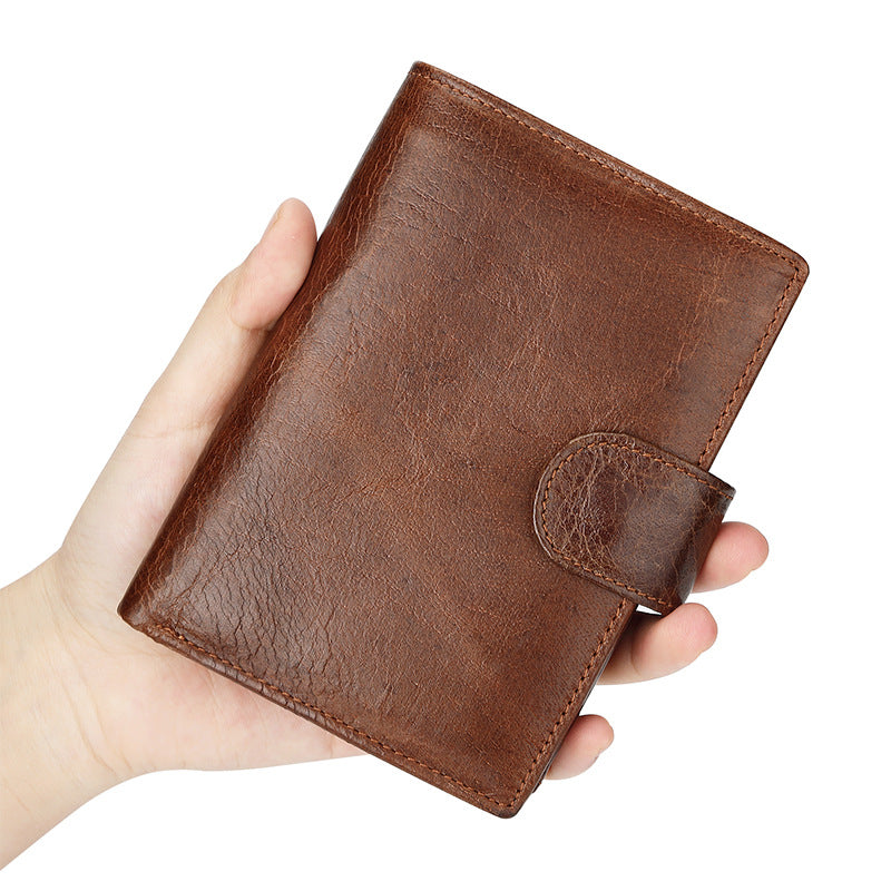 Men's Short Vintage Leather First Layer Vertical Men's Wallets