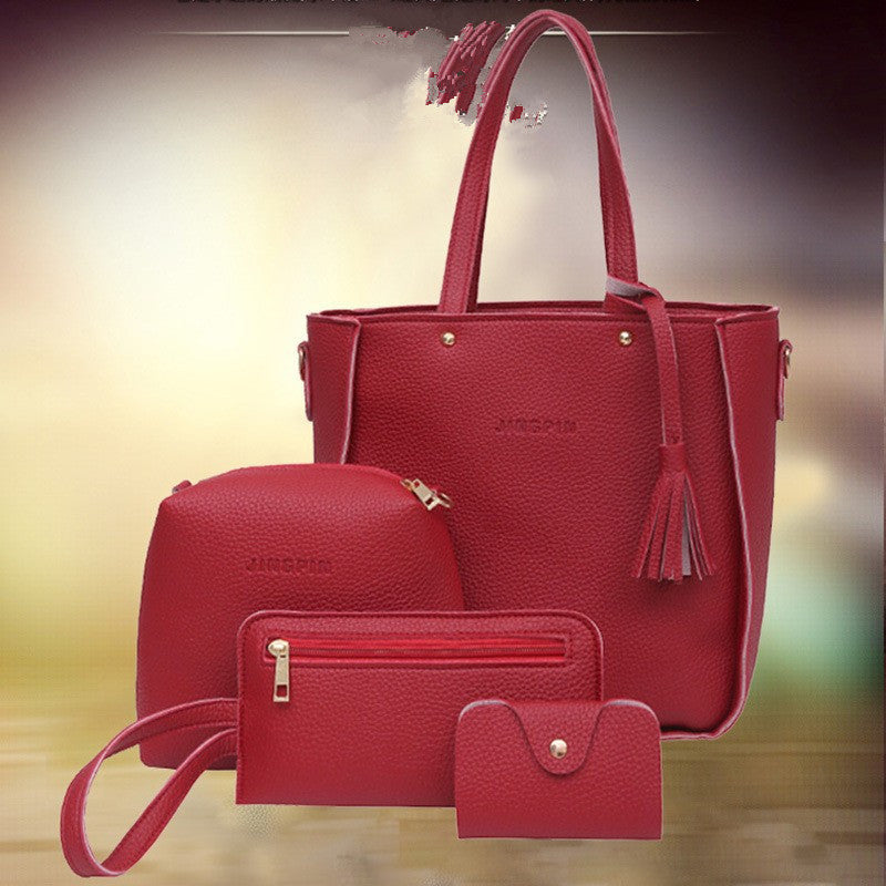 Women's Fashion Korean Style Litchi Pattern Set Handbags