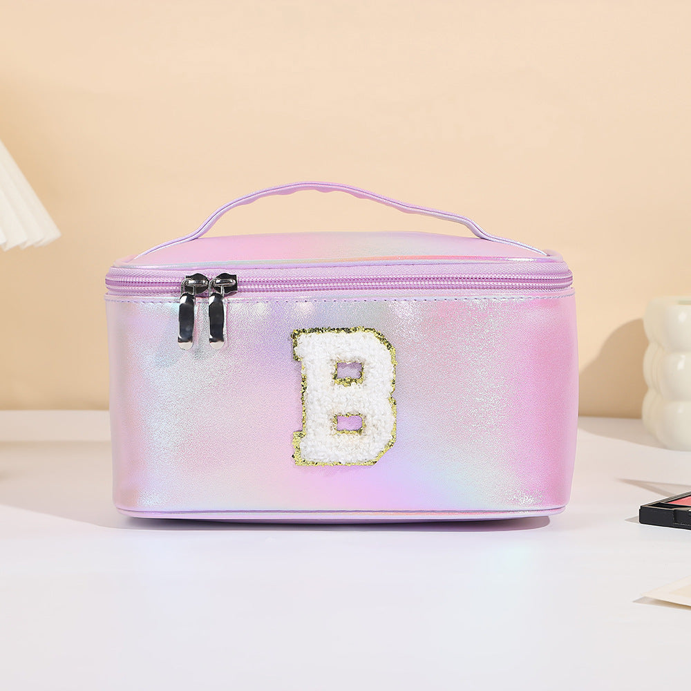 Women's Embroidered Lettered Make-up Three-dimensional Large Capacity Storage Portable Makeup Bag