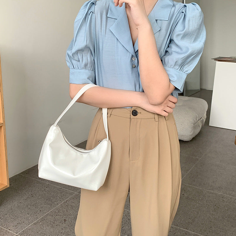 Women's Sier Commuter Underarm Solid Color Simple Fashion Handbags