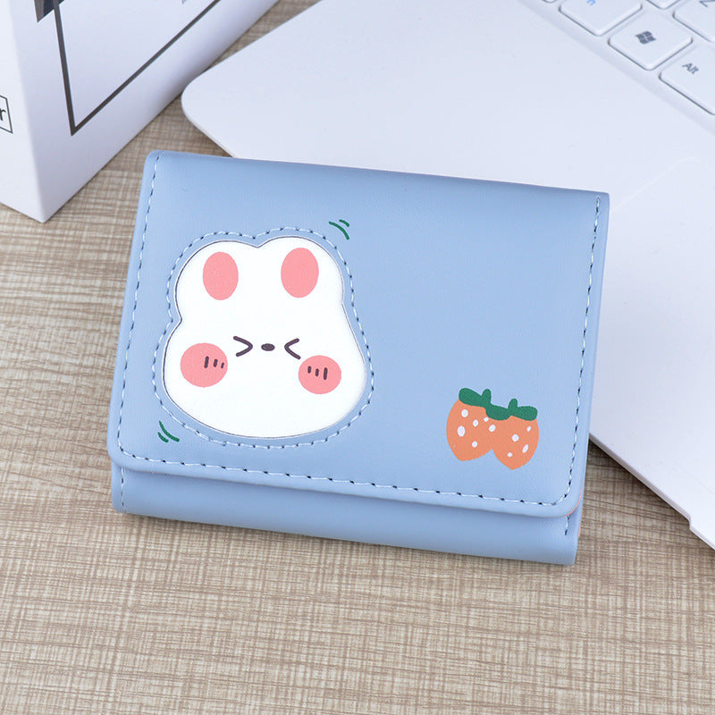 Women's Short Female Fresh Sweet Three Folding Soft Ladies Wallet