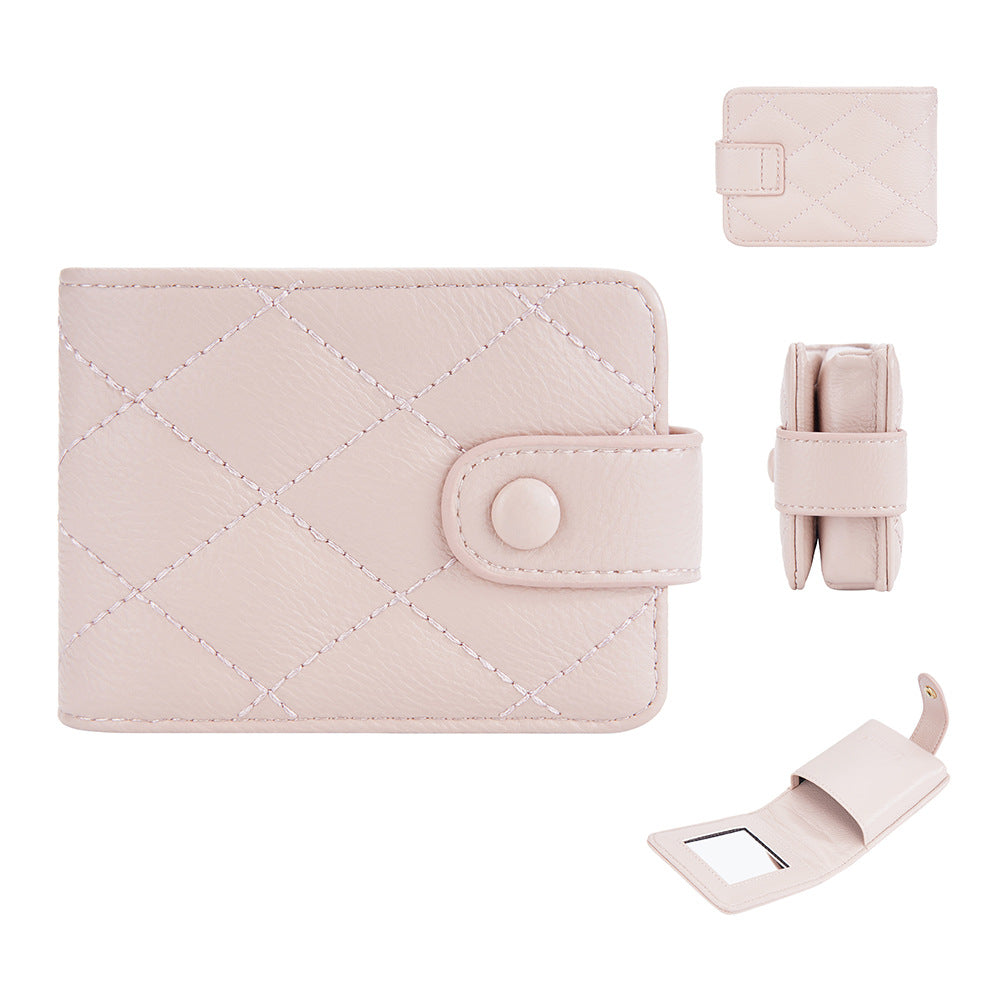 Women's Fashion Rhombus Quilted Compact With Lens Makeup Bag
