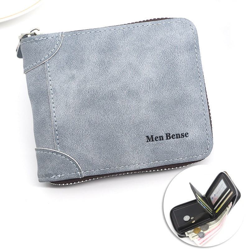 Men's Personalized Short Zipper Two Fold Man's Vintage Men's Wallets