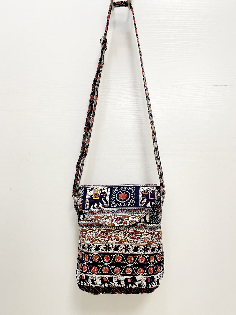 Forest Light Ethnic Print Linen Cotton Fabric Shoulder Bags