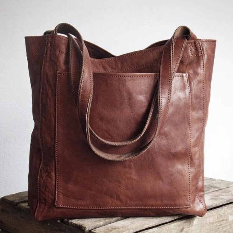 Women's Portable With Pocket One Retro Oil Waxed Tote Bags