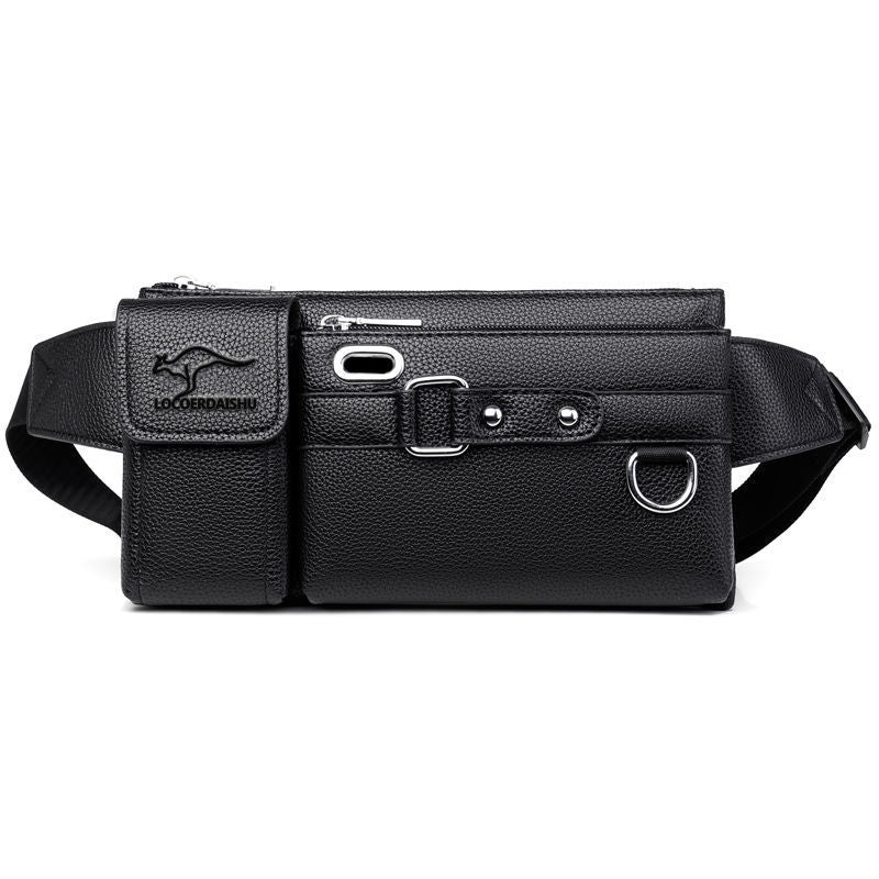 Men's Leather Texture Large Capacity Multifunctional Waterproof Men's Waist Packs