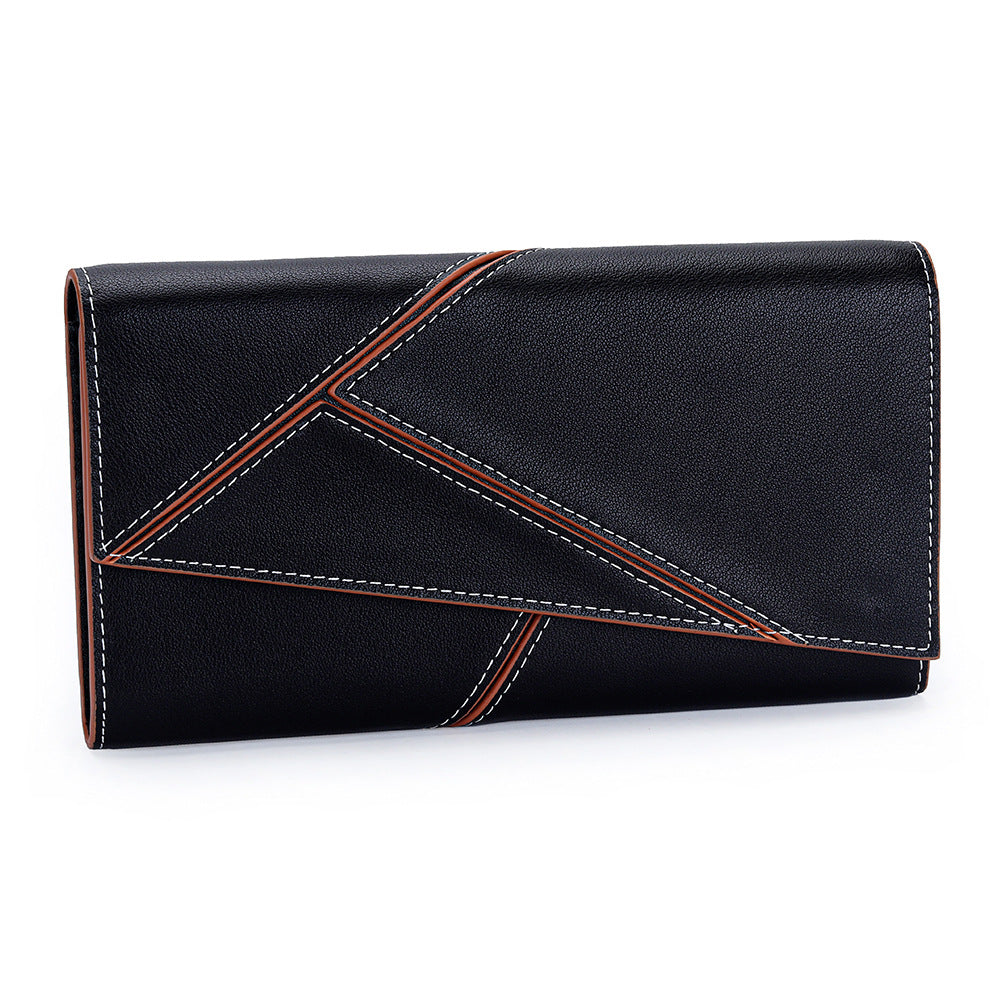Women's Cowhide Stitching Contrast Color Large Capacity Purses