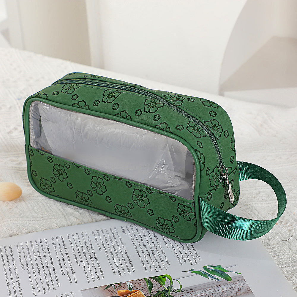 Women's Large Capacity Retro Embossing Storage Portable Outing Makeup Bag
