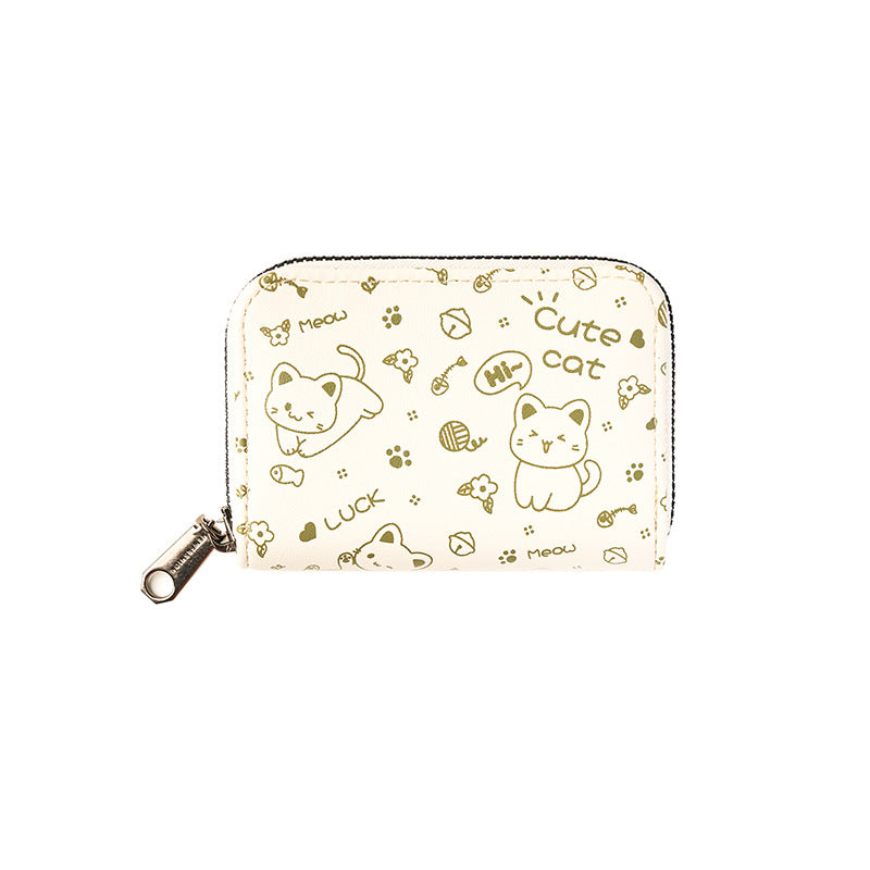 Cute Simple Stroke Cat File Multiple Slots Large Card Holder