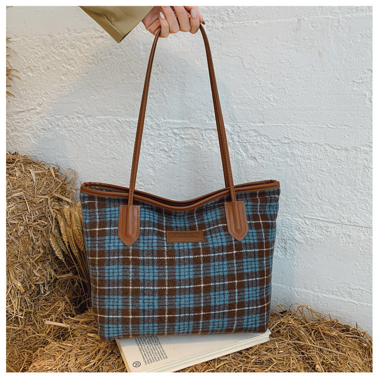 Women's Woolen Plaid Light Luxury Texture Commuter Bags