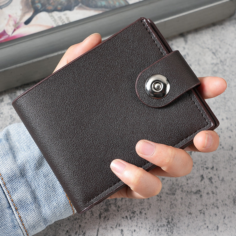 Men's Short Button Multiple Slots Leisure Horizontal Men's Wallet