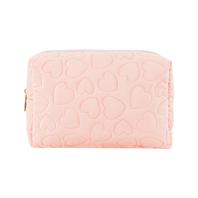 Quilted Cute Pink Large Capacity Toiletry Makeup Bag