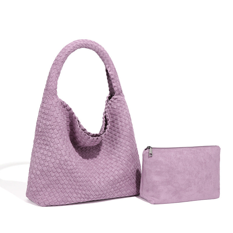 Women's Handmade Woven Idle Style Single Underarm Bucket Bags