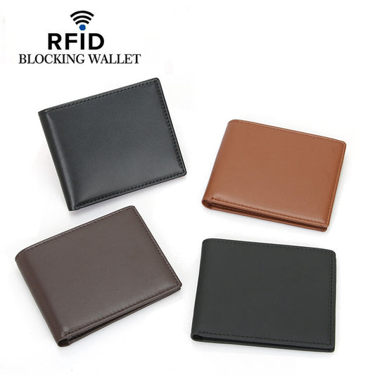 Men's Leather For Man Swiping Multicolor Short Men's Wallets