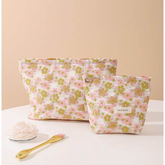 Casual Fresh Yarn-dyed Large Capacity Buggy Cosmetic Bags